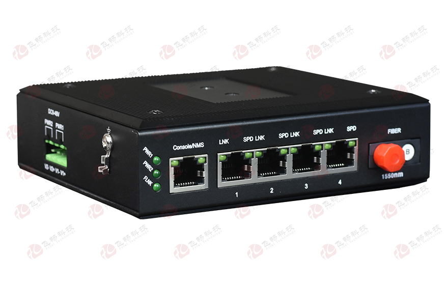 HJCA16海角官网科技-网管型 工业级1光4电千兆光纤收发器