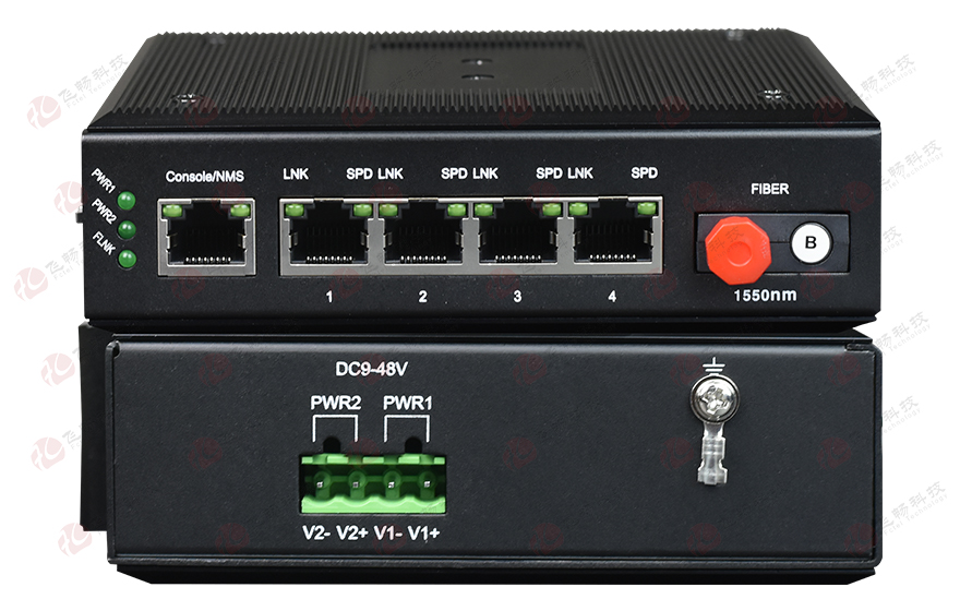 HJCA16海角官网科技-网管型 工业级1光4电千兆光纤收发器