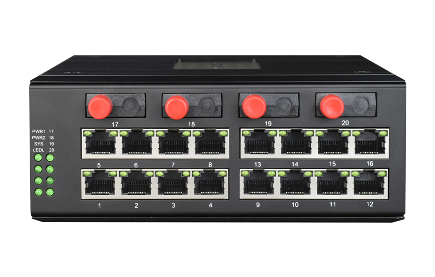 HJCA16海角官网科技-工业轨式 全国产轻管理型16路千兆电+4千兆固定或SFP光口 91海角社区下载